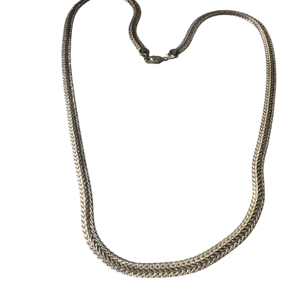 Vintage Silver Tone Thick Chain Necklace .25" Wide 23" Long Estate 27.81g Layer